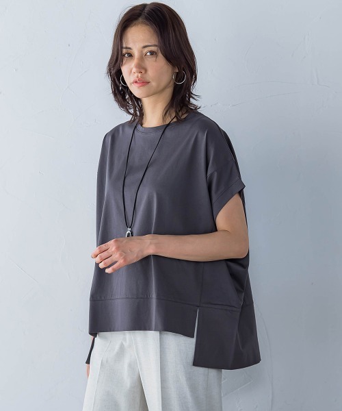 LAUTREAMONT(ロートレアモン)の「ラウンドヘムフライスカットソー≪手洗い可能≫(Tシャツ/カットソー・レディース・チャコールグレー/ブラック/ホワイト/ブルー/オレンジ/ブラウン/グリーン・9号)」の21枚目の写真