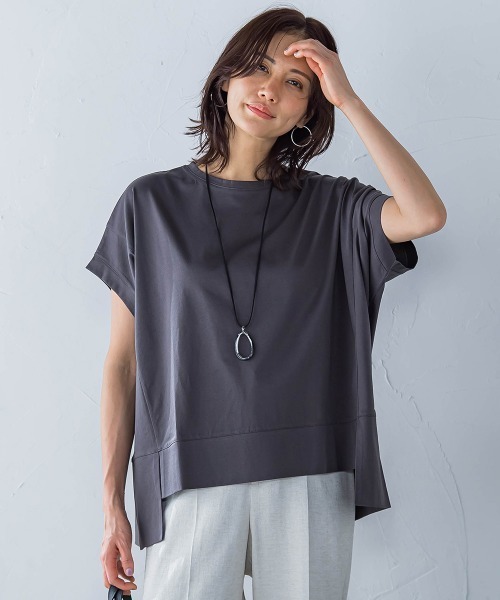 LAUTREAMONT(ロートレアモン)の「ラウンドヘムフライスカットソー≪手洗い可能≫(Tシャツ/カットソー・レディース・チャコールグレー/ブラック/ホワイト/ブルー/オレンジ/ブラウン/グリーン・9号)」の22枚目の写真