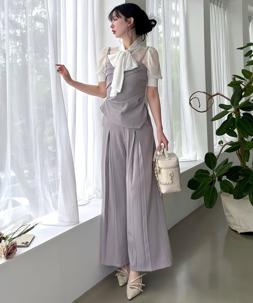 ROYAL PARTY（ロイヤルパーティー）の「キラキラリボン半袖ブラウス（シャツ/ブラウス・レディース・ベージュ/ブラック/オフホワイト・FREE）」の5枚目の写真
