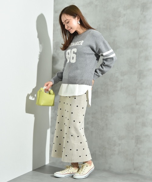 INTERPLANET（インタープラネット）の「ドットジャガードニットスカート（スカート・レディース・アイボリー/ブラック・FREE）」の4枚目の写真