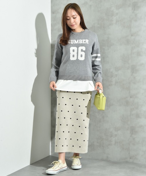 INTERPLANET（インタープラネット）の「ドットジャガードニットスカート（スカート・レディース・アイボリー/ブラック・FREE）」の5枚目の写真