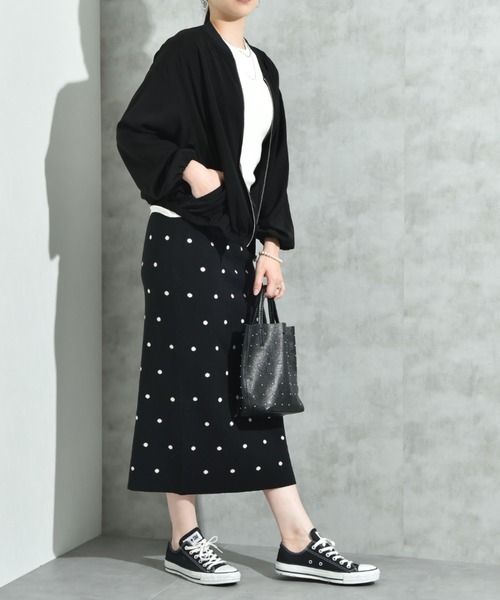 INTERPLANET（インタープラネット）の「ドットジャガードニットスカート（スカート・レディース・アイボリー/ブラック・FREE）」の14枚目の写真