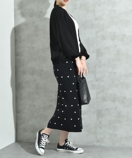 INTERPLANET（インタープラネット）の「ドットジャガードニットスカート（スカート・レディース・アイボリー/ブラック・FREE）」の15枚目の写真
