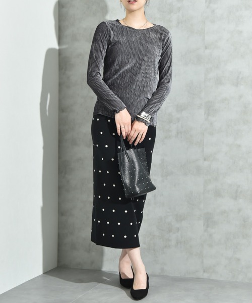 INTERPLANET（インタープラネット）の「ドットジャガードニットスカート（スカート・レディース・アイボリー/ブラック・FREE）」の16枚目の写真