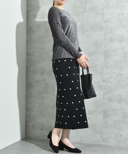 INTERPLANET（インタープラネット）の「ドットジャガードニットスカート（スカート・レディース・アイボリー/ブラック・FREE）」の17枚目の写真