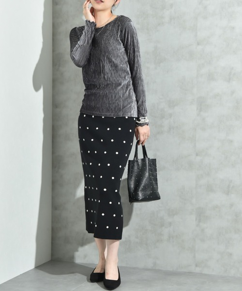 INTERPLANET（インタープラネット）の「ドットジャガードニットスカート（スカート・レディース・アイボリー/ブラック・FREE）」の18枚目の写真