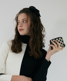 double quotes（ダブルクオーツ）の「double quotes / ダブルクォーツ チェッカーボードカードウォレット（オレオ）（財布）」