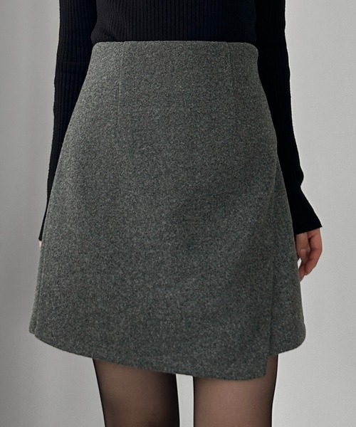 メルトンラップ風ミニスカート（インパン付き）（スカート）｜Louere