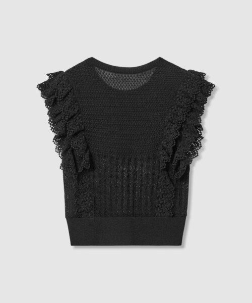 【美品】2024AW ルルウィルビー 上品フリルニット LOULOU WILLOUGHBY】レースフリルニットプルオーバー|allureville