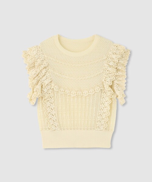 セール】【LOULOU WILLOUGHBY】レースフリルニットプルオーバー