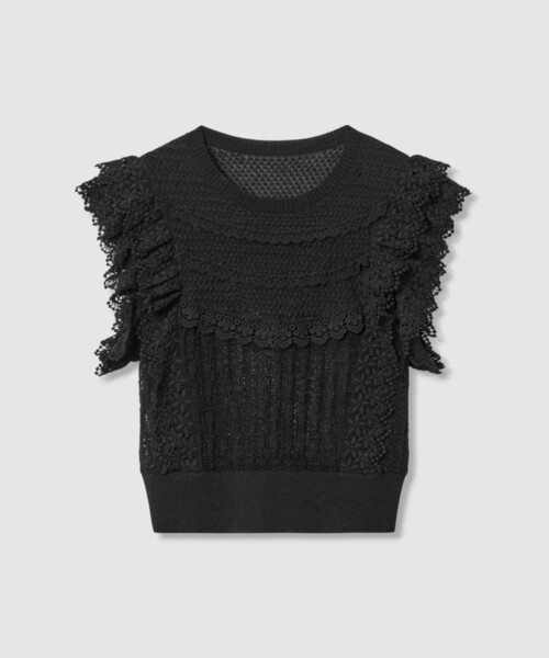 セール】【LOULOU WILLOUGHBY】レースフリルニットプルオーバー