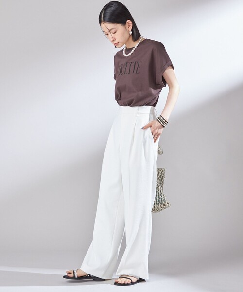 SHIPS（シップス）の「〈UVカット / 吸水速乾 / 手洗い可能〉合繊 タック センター プレス パンツ（スラックス・レディース・ブラック/オフホワイト・36/38）」の22枚目の写真