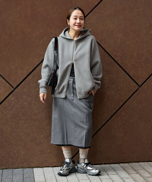 JOURNAL STANDARD（ジャーナルスタンダード）の「《追加》【洗える】ダブルニットフーディ（カーディガン/ボレロ・レディース・ベージュ/グレー/ブラック・36/38）」の10枚目の写真