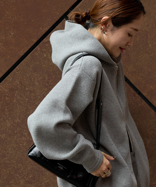 JOURNAL STANDARD（ジャーナルスタンダード）の「《追加》【洗える】ダブルニットフーディ（カーディガン/ボレロ・レディース・ベージュ/グレー/ブラック・36/38）」の14枚目の写真