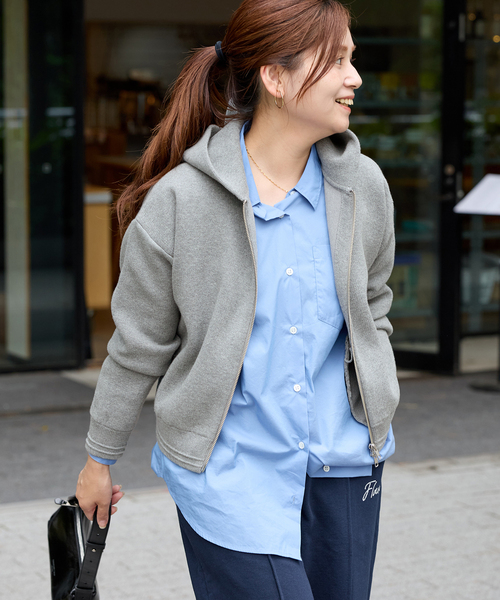 JOURNAL STANDARD（ジャーナルスタンダード）の「《追加》【洗える】ダブルニットフーディ（カーディガン/ボレロ・レディース・ベージュ/グレー/ブラック・36/38）」の19枚目の写真