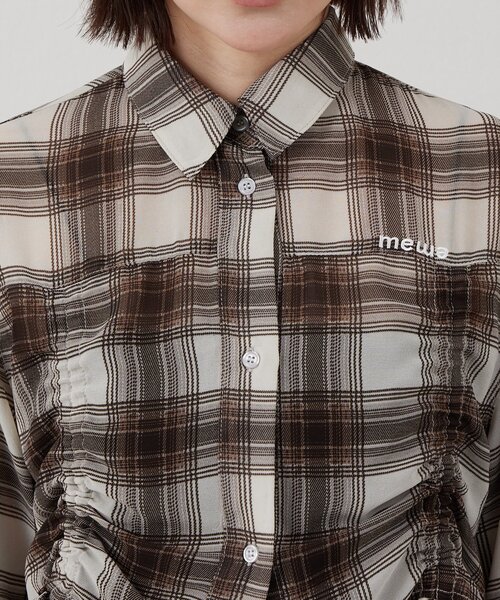 セール】[mline]クロップドシアー チェックシャツ（Tシャツ