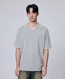 AGOD（エージーオーディー）の「Vネックカラー半袖シャツニット（Tシャツ/カットソー）」