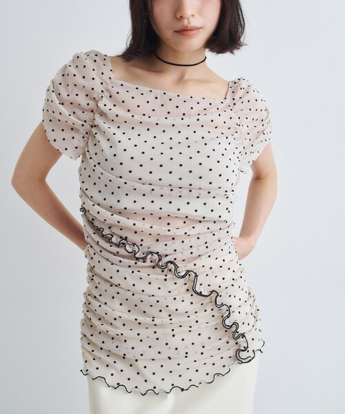 CODE A(コードエー)の「◆tulle dot mini dress(シャツ/ブラウス・レディース・アイボリー系5/ネイビー系5・00)」の1枚目の写真