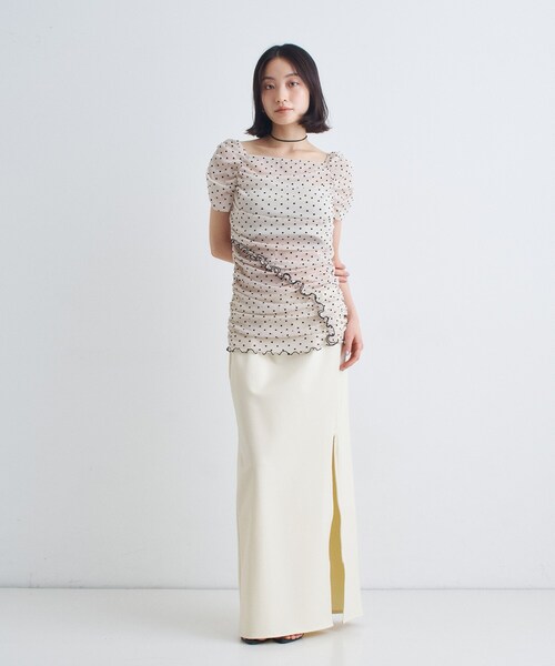 CODE A(コードエー)の「◆tulle dot mini dress(シャツ/ブラウス・レディース・アイボリー系5/ネイビー系5・00)」の10枚目の写真