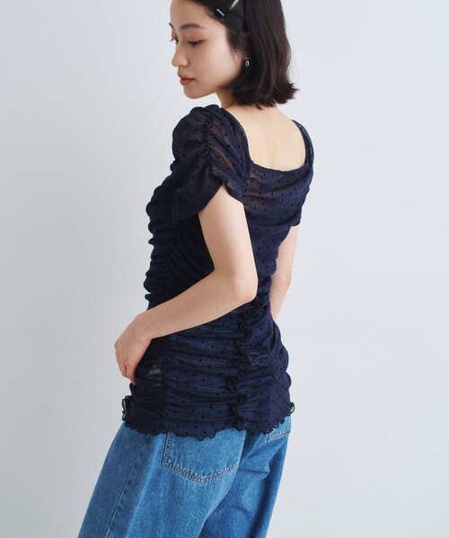 CODE A(コードエー)の「◆tulle dot mini dress(シャツ/ブラウス・レディース・アイボリー系5/ネイビー系5・00)」の14枚目の写真