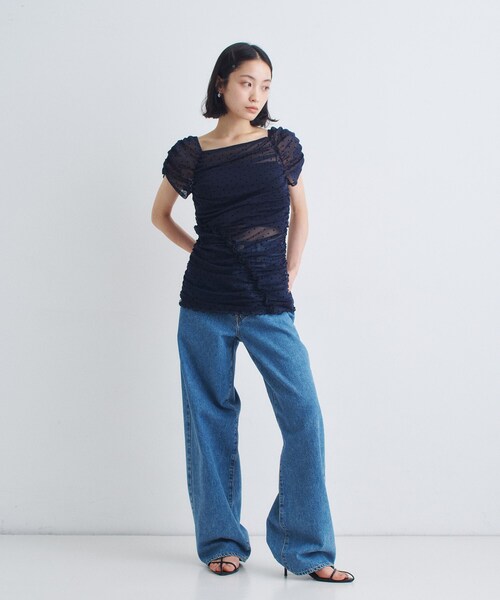 CODE A(コードエー)の「◆tulle dot mini dress(シャツ/ブラウス・レディース・アイボリー系5/ネイビー系5・00)」の3枚目の写真