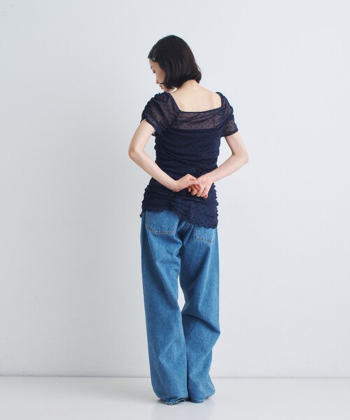 CODE A(コードエー)の「◆tulle dot mini dress(シャツ/ブラウス・レディース・アイボリー系5/ネイビー系5・00)」の4枚目の写真