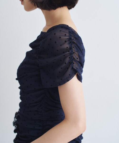 CODE A(コードエー)の「◆tulle dot mini dress(シャツ/ブラウス・レディース・アイボリー系5/ネイビー系5・00)」の5枚目の写真