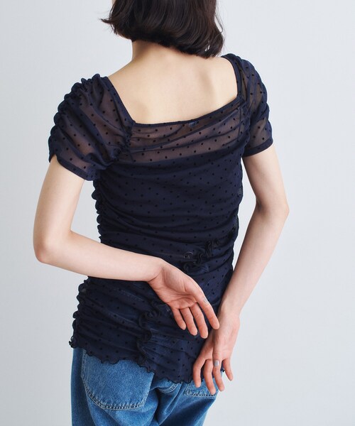 CODE A(コードエー)の「◆tulle dot mini dress(シャツ/ブラウス・レディース・アイボリー系5/ネイビー系5・00)」の6枚目の写真