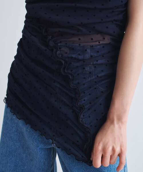 CODE A(コードエー)の「◆tulle dot mini dress(シャツ/ブラウス・レディース・アイボリー系5/ネイビー系5・00)」の7枚目の写真