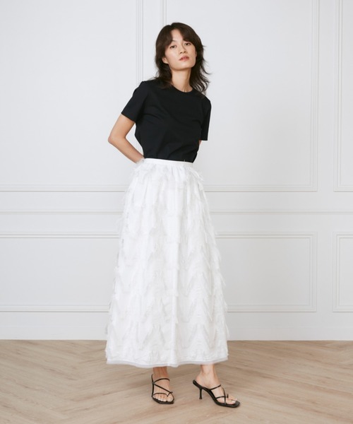 INED（イネド）の「ハンドカットジャガードギャザースカート《la veille by SUPERIOR CLOSET》（スカート・レディース・ブラック/オフホワイト・9号/7号/11号）」の10枚目の写真
