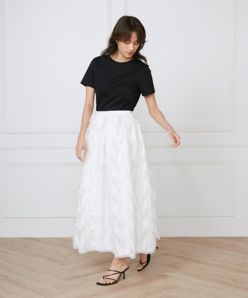 INED（イネド）の「ハンドカットジャガードギャザースカート《la veille by SUPERIOR CLOSET》（スカート・レディース・ブラック/オフホワイト・9号/7号/11号）」の9枚目の写真