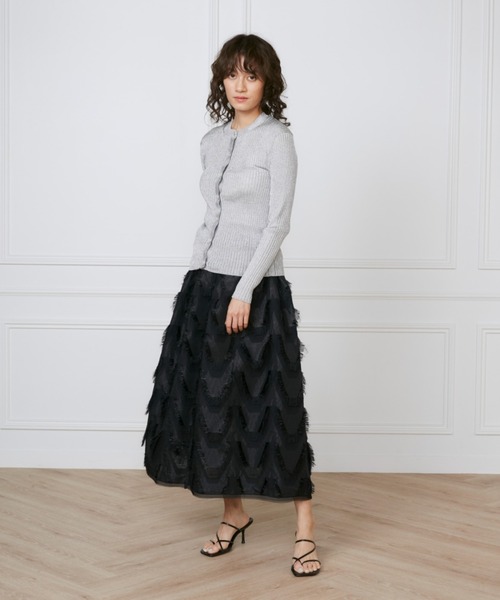 INED（イネド）の「ハンドカットジャガードギャザースカート《la veille by SUPERIOR CLOSET》（スカート・レディース・ブラック/オフホワイト・9号/7号/11号）」の7枚目の写真
