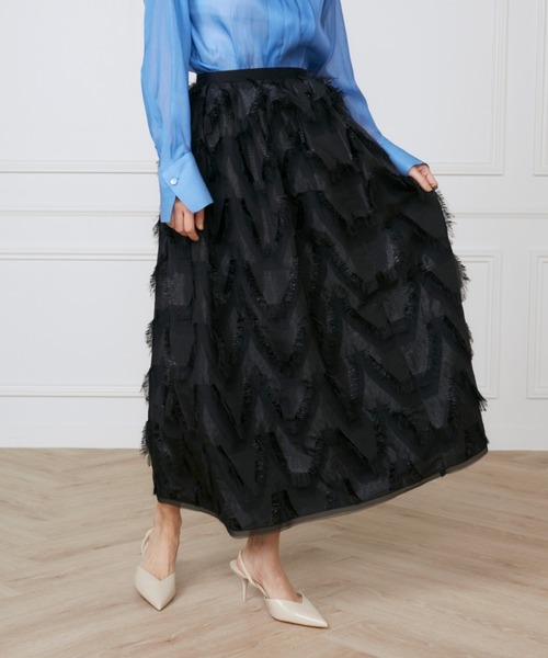 INED（イネド）の「ハンドカットジャガードギャザースカート《la veille by SUPERIOR CLOSET》（スカート・レディース・ブラック/オフホワイト・9号/7号/11号）」の17枚目の写真