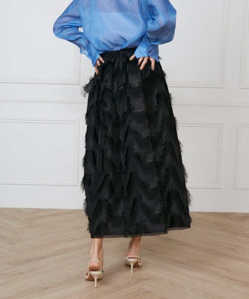 INED（イネド）の「ハンドカットジャガードギャザースカート《la veille by SUPERIOR CLOSET》（スカート・レディース・ブラック/オフホワイト・9号/7号/11号）」の16枚目の写真