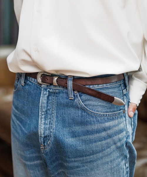 Magine（マージン）の「mko12994-Minimal Leather Belt レザーベルト（ベルト・メンズ・ブラウン/ブラック・FREE）」の2枚目の写真