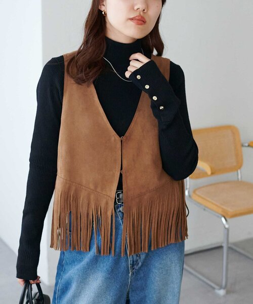 フェイクスエードフリンジベスト（ベスト）｜DISCOAT（ディス