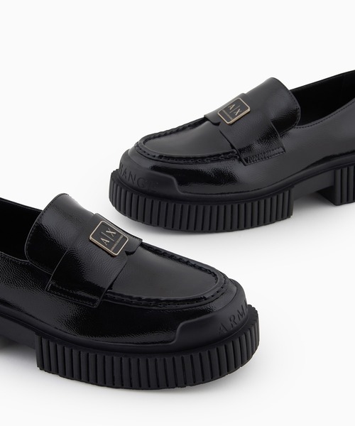 【GIORGIO ARMANI】美品 アルマーニタンカーソール ローファー ローファー ヴィンテージナッパレザー ロゴ刺繍 | Giorgio Armani