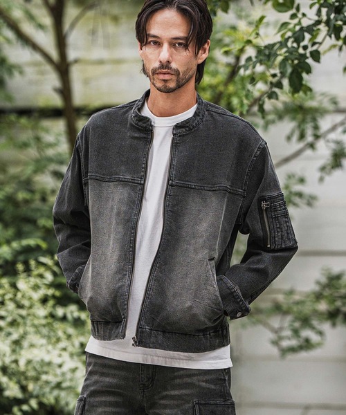 CAMBIO（カンビオ）の「mj10946-ストレッチデニムシングルライダースジャケット（ライダースジャケット・メンズ・ブラック/ネイビー/ブルー・M/L/XL）」の4枚目の写真