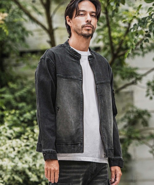 CAMBIO（カンビオ）の「mj10946-ストレッチデニムシングルライダースジャケット（ライダースジャケット・メンズ・ブラック/ネイビー/ブルー・M/L/XL）」の5枚目の写真