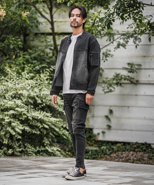 CAMBIO（カンビオ）の「mj10946-ストレッチデニムシングルライダースジャケット（ライダースジャケット・メンズ・ブラック/ネイビー/ブルー・M/L/XL）」の6枚目の写真
