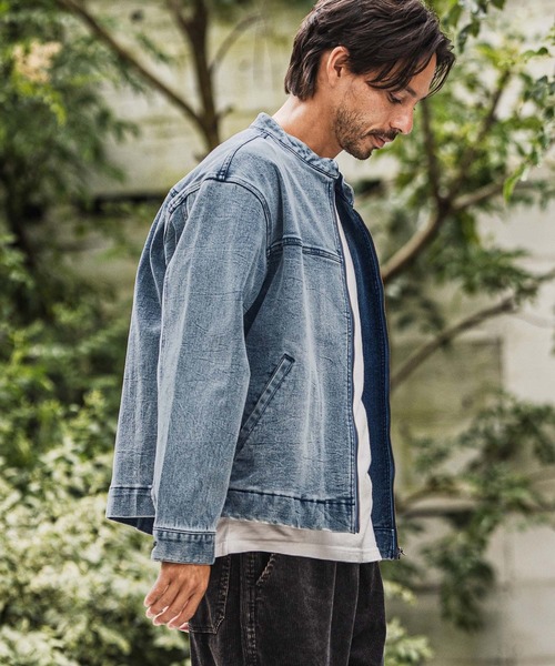 CAMBIO（カンビオ）の「mj10946-ストレッチデニムシングルライダースジャケット（ライダースジャケット・メンズ・ブラック/ネイビー/ブルー・M/L/XL）」の13枚目の写真