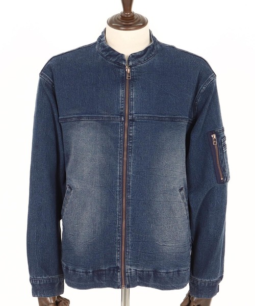 mj10946-ストレッチデニムシングルライダースジャケット（ライダース