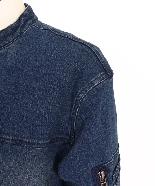 CAMBIO（カンビオ）の「mj10946-ストレッチデニムシングルライダースジャケット（ライダースジャケット・メンズ・ブラック/ネイビー/ブルー・M/L/XL）」の21枚目の写真