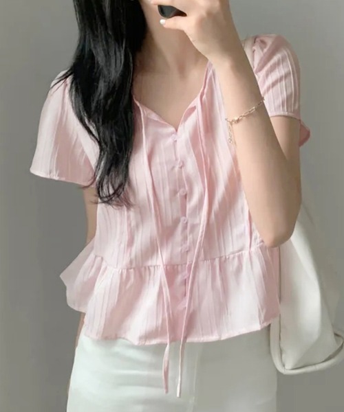 セール】フリル袖半袖ブラウス（シャツ/ブラウス）｜ReRe（リリ）の