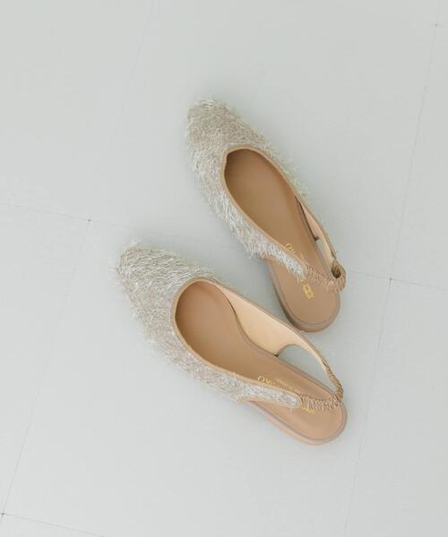 【新品未使用】TULLEビジューバックストラップミュール　ベージュ/クリア　M 新品未使用】TULLEビジューバックストラップミュール ベージュ/クリア