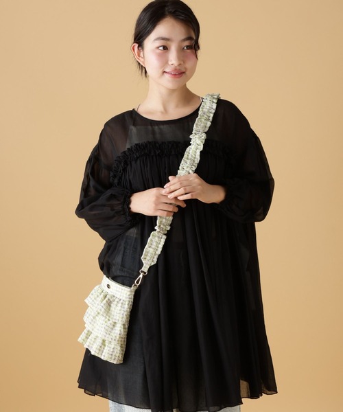 tiny tiny（ティニーティニー）の「フリルギャザーショルダーバッグ[tiny tiny(ティニーティニー)]（ショルダーバッグ・レディース・ブラック/その他1/グリーン・0）」の15枚目の写真