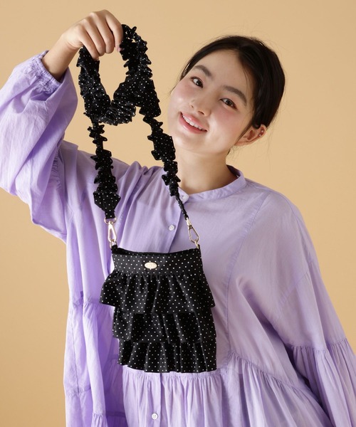 tiny tiny（ティニーティニー）の「フリルギャザーショルダーバッグ[tiny tiny(ティニーティニー)]（ショルダーバッグ・レディース・ブラック/その他1/グリーン・0）」の14枚目の写真