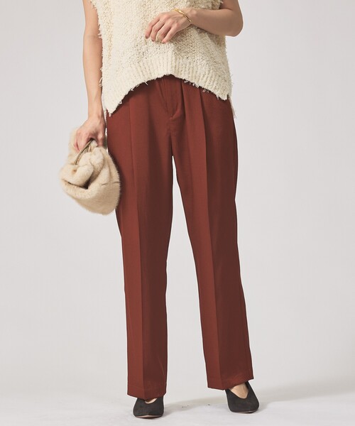 qualite（カリテ）の「【ウエストゴムで楽ちん×オシャレ】センタープレスカルゼイージーパンツ/オフィスカジュアル/夏服/秋服（その他パンツ・レディース・ブラウン/カーキ/ブラック・36/38/40/34）」の2枚目の写真