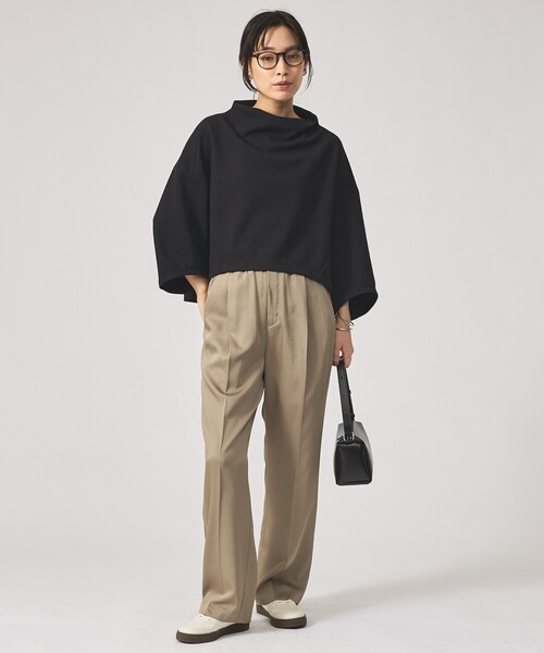 qualite（カリテ）の「【ウエストゴムで楽ちん×オシャレ】センタープレスカルゼイージーパンツ/オフィスカジュアル/夏服/秋服（その他パンツ・レディース・ブラウン/カーキ/ブラック・36/38/40/34）」の4枚目の写真