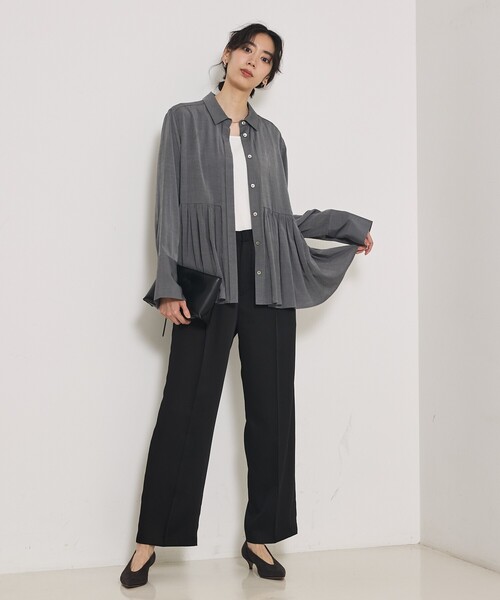 qualite（カリテ）の「【ウエストゴムで楽ちん×オシャレ】センタープレスカルゼイージーパンツ/オフィスカジュアル/夏服/秋服（その他パンツ・レディース・ブラウン/カーキ/ブラック・36/38/40/34）」の18枚目の写真